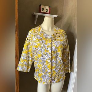 Horizon by Allison Lane Women’s PXL Yellow Dressy Blazer Jacket Daisy Flower